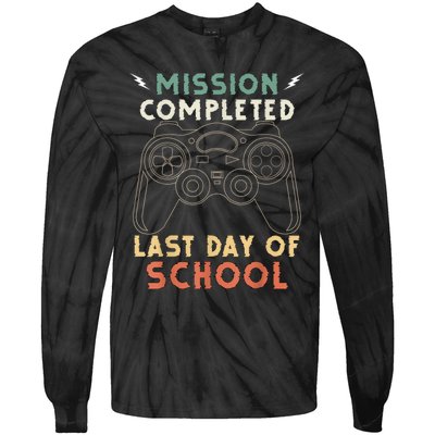 Happy Last Day Of School Gamer End Of The School Year Gaming Tie-Dye Long Sleeve Shirt