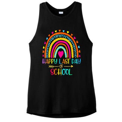 Happy Last Day Of School Teacher Student Graduation Rainbow Ladies PosiCharge Tri-Blend Wicking Tank