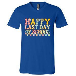 Happy Last Day Of School Teacher Grad Hello Summer Gift V-Neck T-Shirt