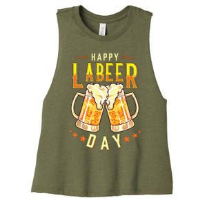 Happy Labeer Day Funny Labor Day Women's Racerback Cropped Tank