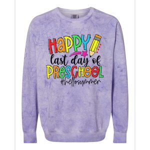 Happy Last Day Of School Preschool Teacher Hello Summer Colorblast Crewneck Sweatshirt