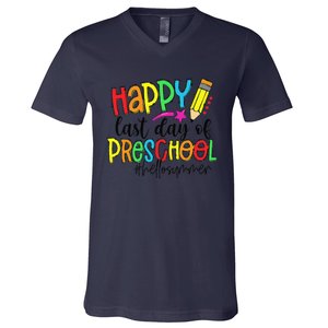 Happy Last Day Of School Preschool Teacher Hello Summer V-Neck T-Shirt