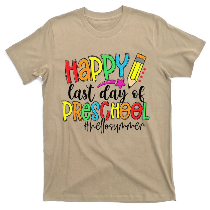 Happy Last Day Of School Preschool Teacher Hello Summer T-Shirt