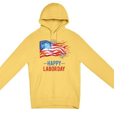 Happy Labor Day Fireworks And American Flag Labor Patriotic Premium Pullover Hoodie