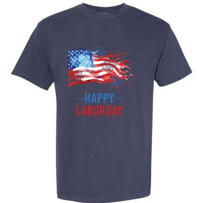 Happy Labor Day Fireworks And American Flag Labor Patriotic Garment-Dyed Heavyweight T-Shirt