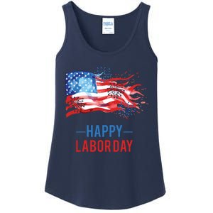 Happy Labor Day Fireworks And American Flag Labor Patriotic Ladies Essential Tank