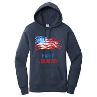 Happy Labor Day Fireworks And American Flag Labor Patriotic Women's Pullover Hoodie