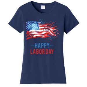 Happy Labor Day Fireworks And American Flag Labor Patriotic Women's T-Shirt