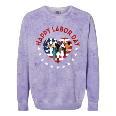 Happy Labor Day For All Workers Patriotic Labors Day Colorblast Crewneck Sweatshirt