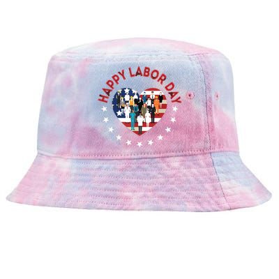 Happy Labor Day For All Workers Patriotic Labors Day Tie-Dyed Bucket Hat