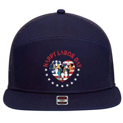 Happy Labor Day For All Workers Patriotic Labors Day 7 Panel Mesh Trucker Snapback Hat