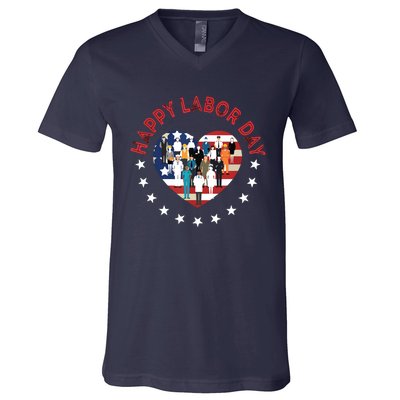 Happy Labor Day For All Workers Patriotic Labors Day V-Neck T-Shirt