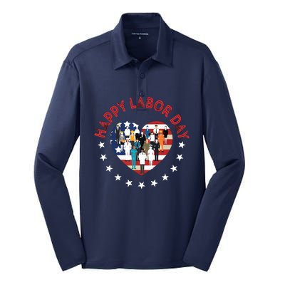 Happy Labor Day For All Workers Patriotic Labors Day Silk Touch Performance Long Sleeve Polo