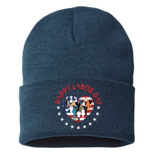 Happy Labor Day For All Workers Patriotic Labors Day Sustainable Knit Beanie