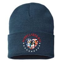 Happy Labor Day For All Workers Patriotic Labors Day Sustainable Knit Beanie