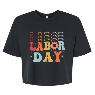 Happy Labor Day Funny Proud Labor Matching Bella+Canvas Jersey Crop Tee