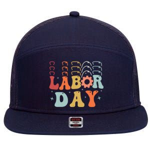 Happy Labor Day Funny Proud Labor Matching 7 Panel Mesh Trucker Snapback Hat