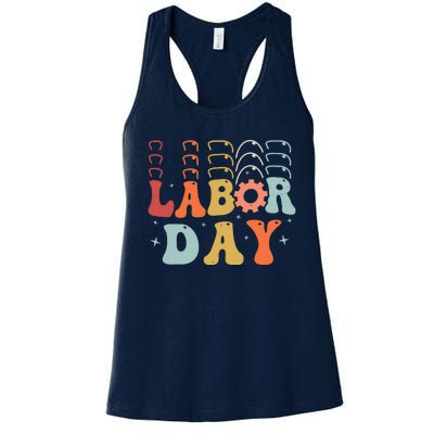 Happy Labor Day Funny Proud Labor Matching Women's Racerback Tank