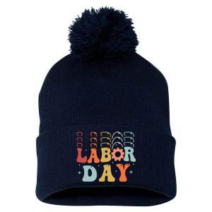 Happy Labor Day Funny Proud Labor Matching Pom Pom 12in Knit Beanie