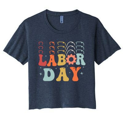 Happy Labor Day Funny Proud Labor Matching Women's Crop Top Tee