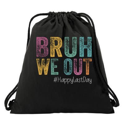 Happy Last Day Of School Bruh We Out Teachers Retro Vintage  Drawstring Bag