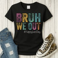 Happy Last Day Of School Bruh We Out Teachers Retro Vintage  Womens T-Shirt