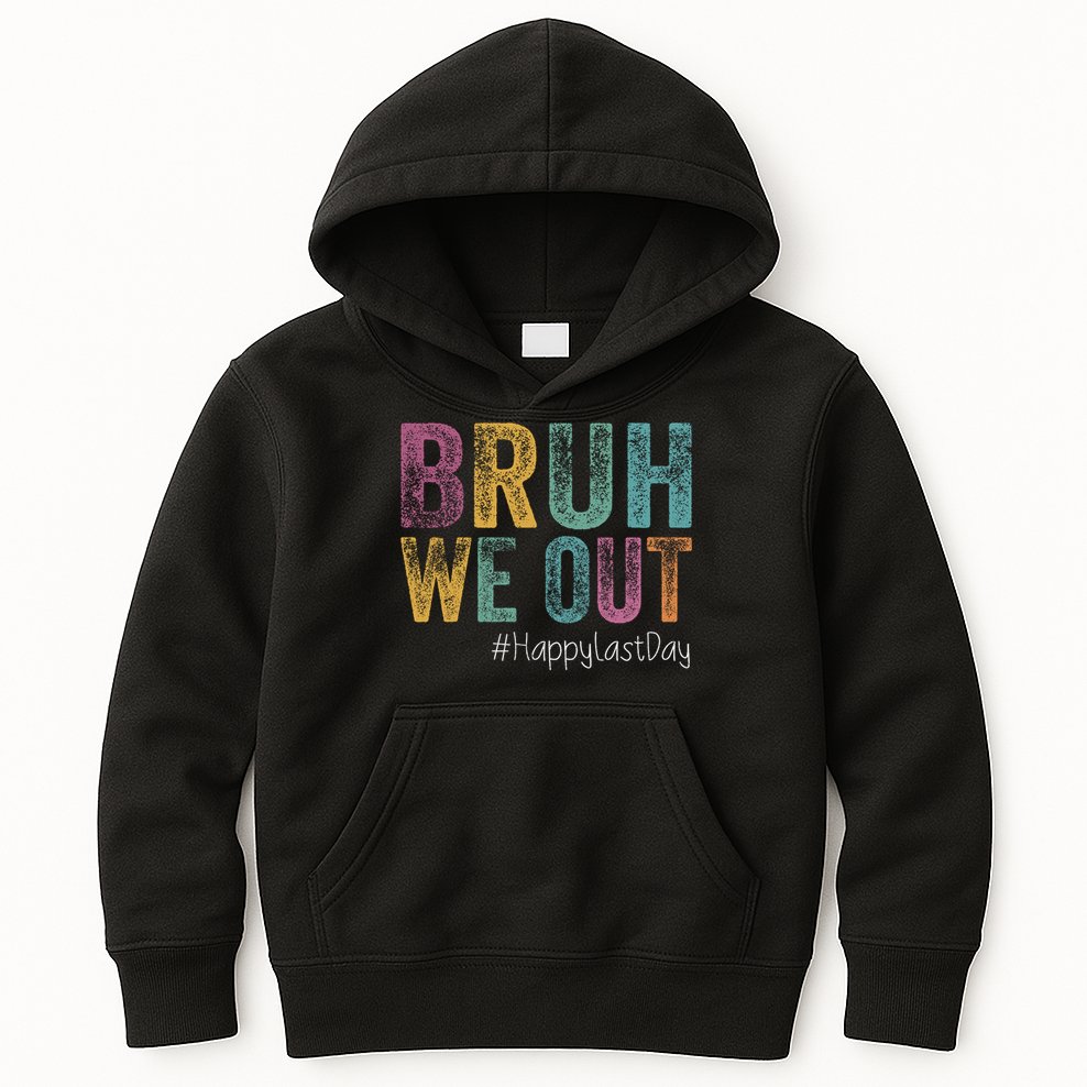 Happy Last Day Of School Bruh We Out Teachers Retro Vintage  Kids Hoodie