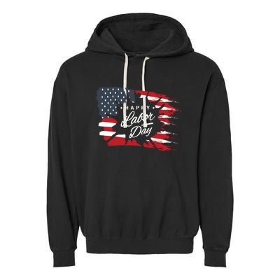 Happy Labor Day Gift American Flag Garment-Dyed Fleece Hoodie