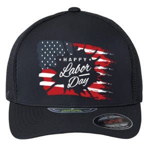 Happy Labor Day Gift American Flag Flexfit Unipanel Trucker Cap