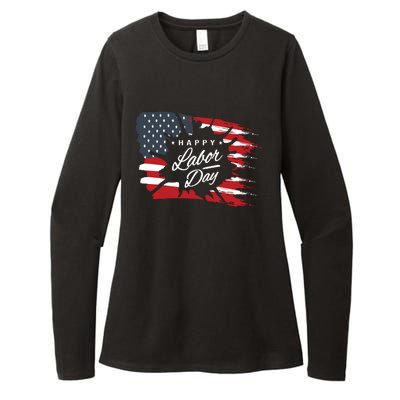 Happy Labor Day Gift American Flag Womens CVC Long Sleeve Shirt