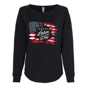 Happy Labor Day Gift American Flag Womens California Wash Sweatshirt