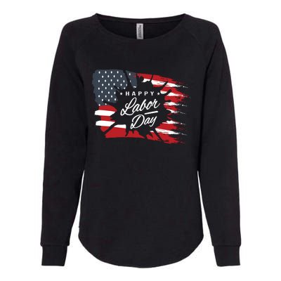 Happy Labor Day Gift American Flag Womens California Wash Sweatshirt