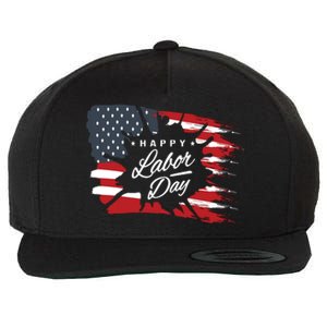 Happy Labor Day Gift American Flag Wool Snapback Cap