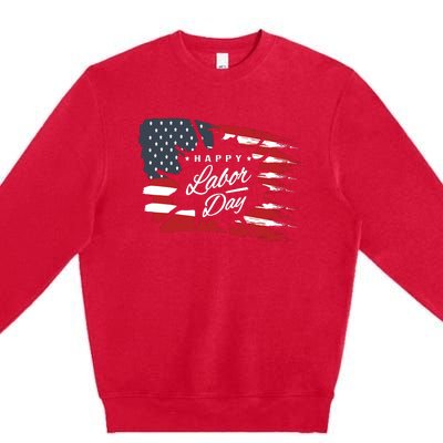 Happy Labor Day Gift American Flag Premium Crewneck Sweatshirt