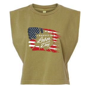 Happy Labor Day Gift American Flag Garment-Dyed Women's Muscle Tee