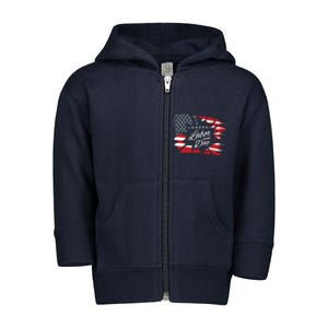 Happy Labor Day Gift American Flag Toddler Zip Fleece Hoodie