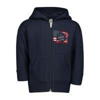 Happy Labor Day Gift American Flag Toddler Zip Fleece Hoodie