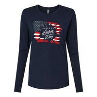 Happy Labor Day Gift American Flag Womens Cotton Relaxed Long Sleeve T-Shirt