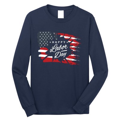 Happy Labor Day Gift American Flag Long Sleeve Shirt