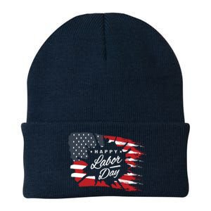 Happy Labor Day Gift American Flag Knit Cap Winter Beanie