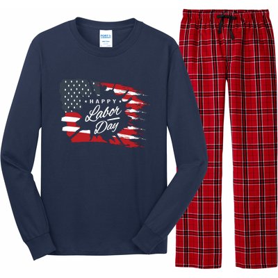 Happy Labor Day Gift American Flag Long Sleeve Pajama Set