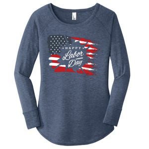 Happy Labor Day Gift American Flag Women's Perfect Tri Tunic Long Sleeve Shirt