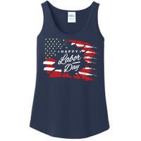 Happy Labor Day Gift American Flag Ladies Essential Tank