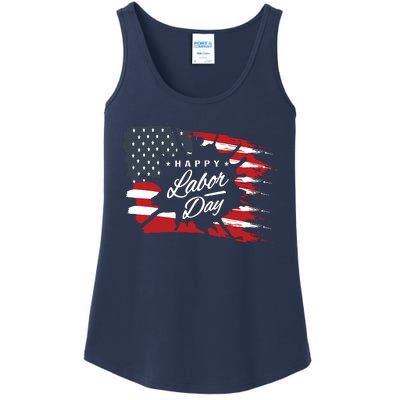 Happy Labor Day Gift American Flag Ladies Essential Tank