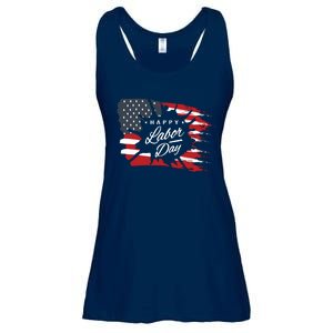 Happy Labor Day Gift American Flag Ladies Essential Flowy Tank