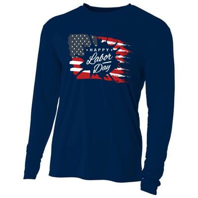 Happy Labor Day Gift American Flag Cooling Performance Long Sleeve Crew