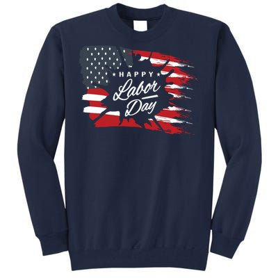 Happy Labor Day Gift American Flag Tall Sweatshirt