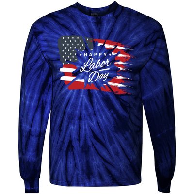 Happy Labor Day Gift American Flag Tie-Dye Long Sleeve Shirt