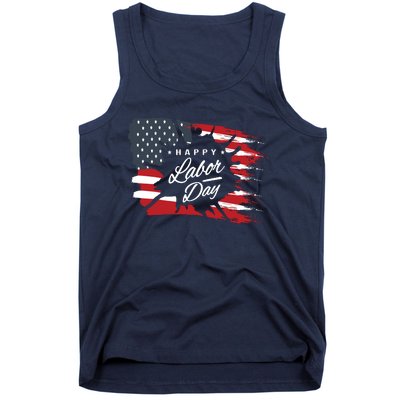 Happy Labor Day Gift American Flag Tank Top