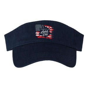 Happy Labor Day Gift American Flag Valucap Bio-Washed Visor